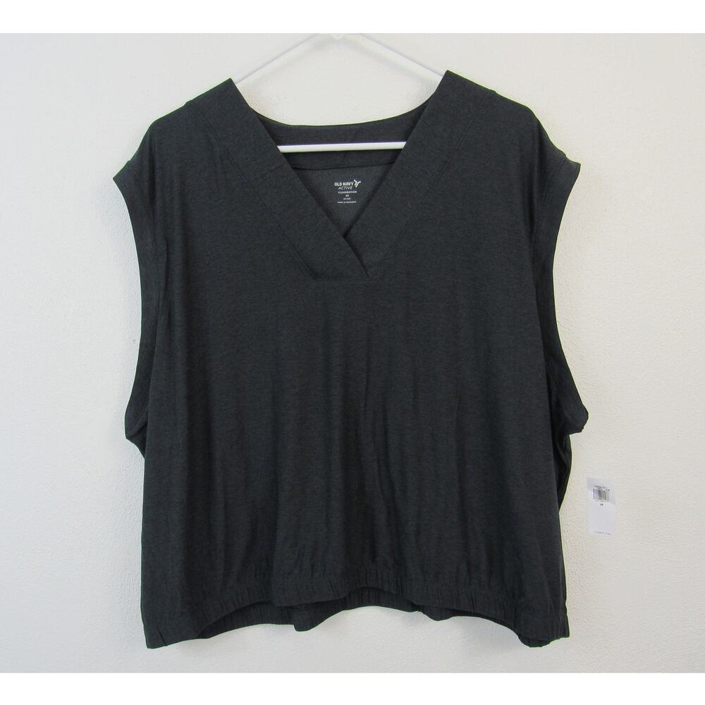 NWT Old Navy Active 2X CloudMotion V-Neck Tank Black Athletic Workout Top